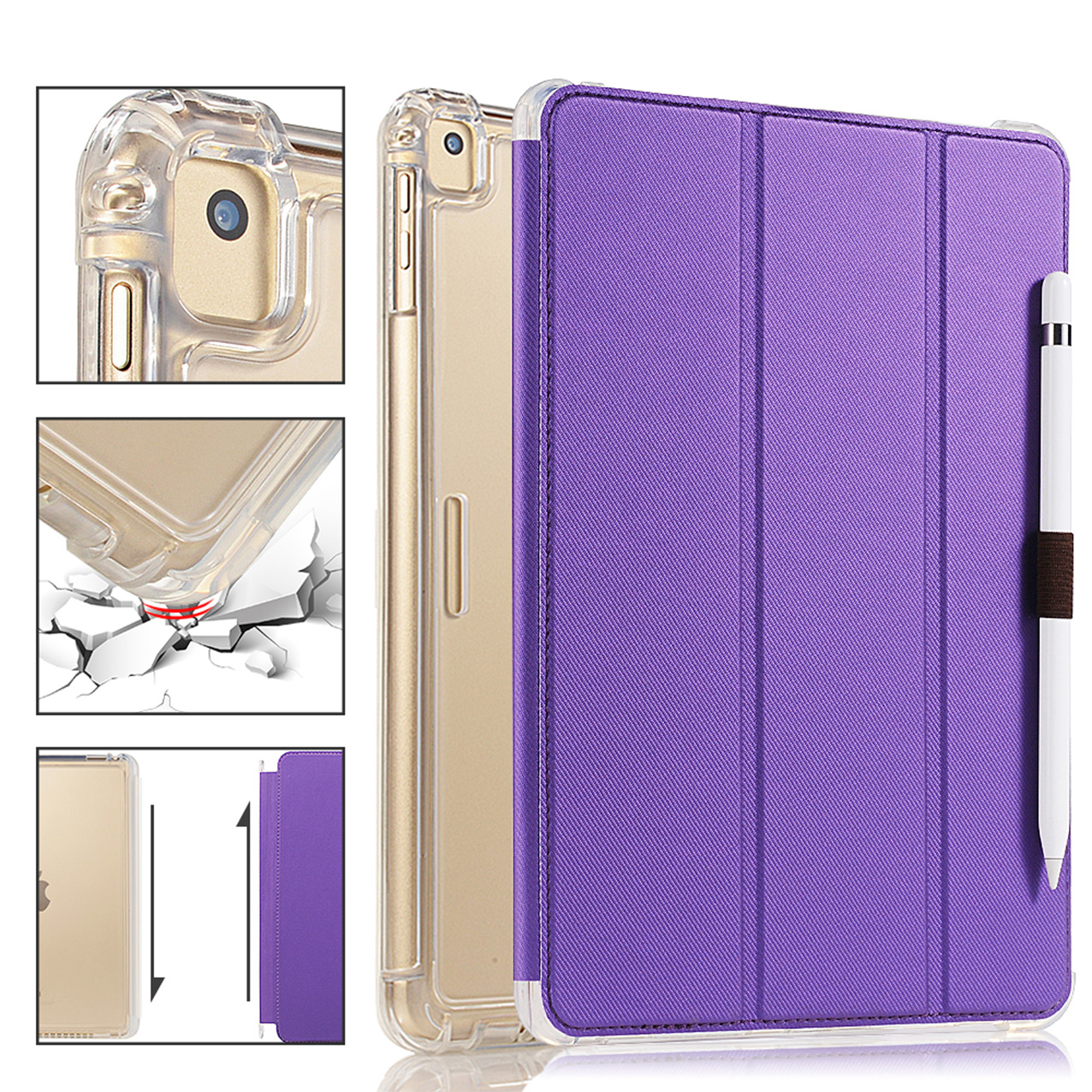iPad Mini 4/5 2019/2015 Case-TPU Shockproof Frame Back Shell with Flip Cover